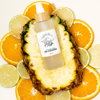 The tropical fruit enzymes of Papaya and Pineapple in collaboration with white willow bark and citrus fruits naturally exfoliates moderating oil secretion, brightening and softening your skin.