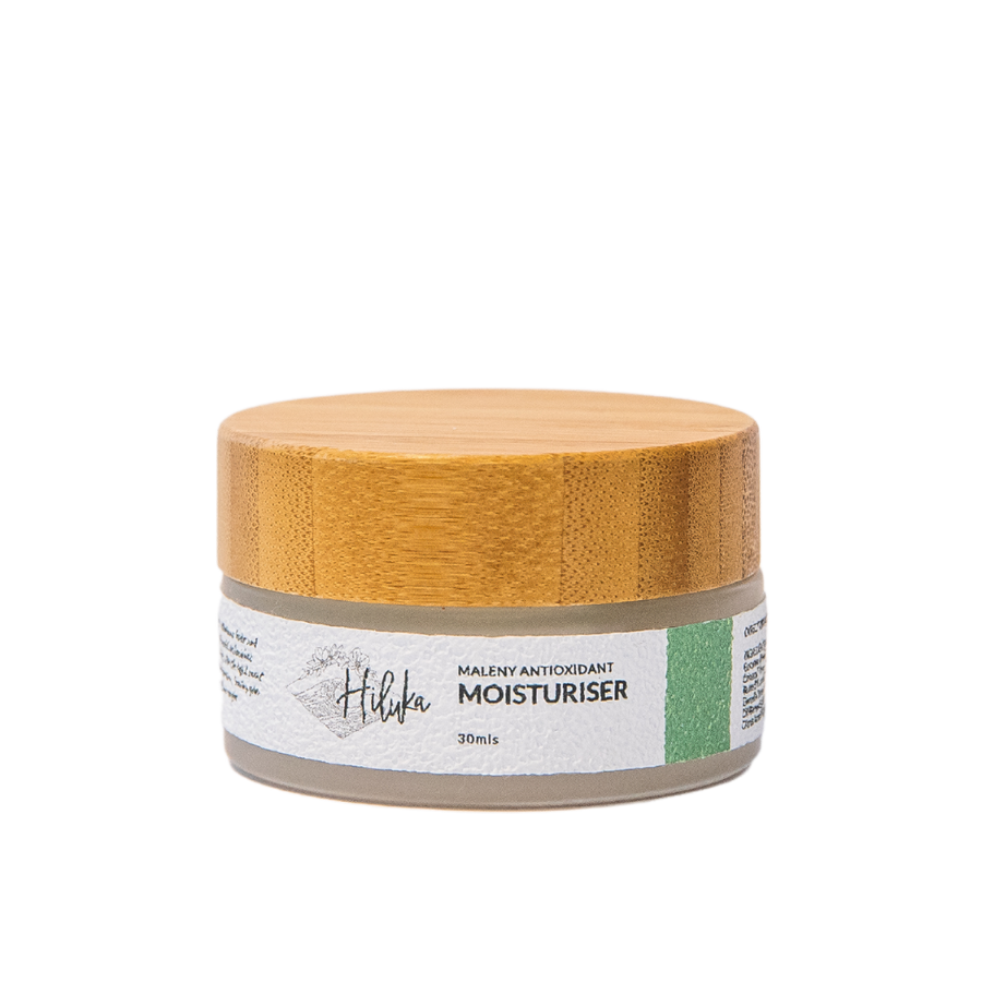 Hiluka Maleny Antioxidant Moisturiser - An ideal daily cream to boost antioxidant levels and fight free radical damage. Powerful antioxidant ingredients are blended beautifully with the light scent of White Grapefruit and Rose Geranium, leaving your skin feeling calm, soft and Supple.