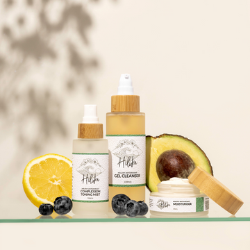 The Maleny Antioxidant set is a powerhouse of superfood ingredients, featuring a natural blend of Goji Berries, Blueberries, Green Tea, Avocado, Mangosteen and Wheatgrass. This combination of Gel Cleanser, Complexion Toning Mist and daily moisturiser is particularly beneficial for polluted skin types.