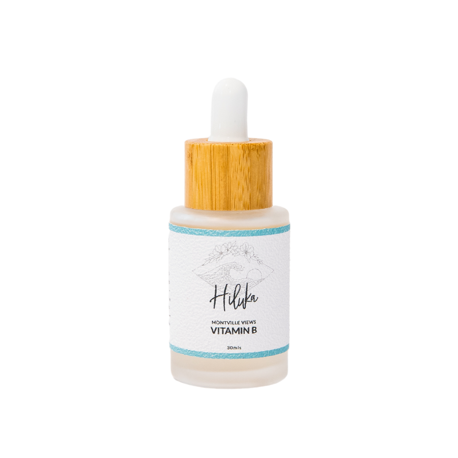 Hiluka Montville Views Vitamin B - This unscented, light gel-based serum absorbs easily into the skin. Containing 5% Niacinamide proven to work on problematic skin by balancing oil flow, in combination with Licorice and White Willow Bark. This serum will reduce pore size and improve uneven skin tone.  